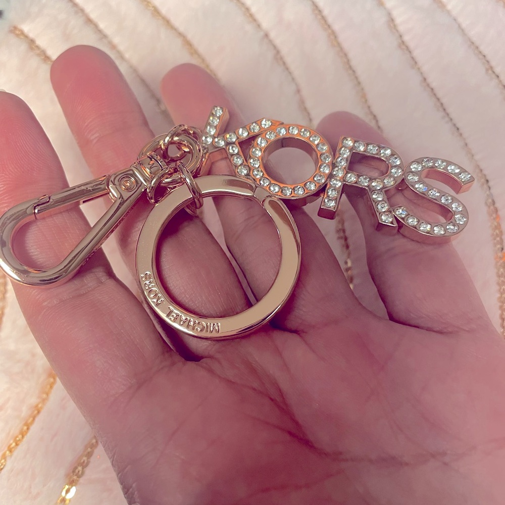Michael Kors Purse Charm/ Key Chain. Authentic. Rose Gold with rhinestones.